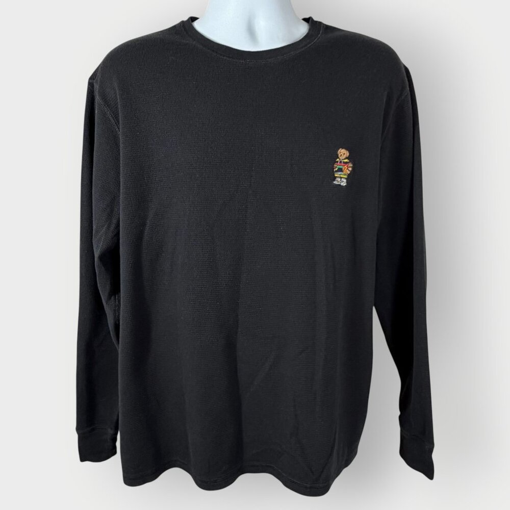 Polo Ralph Lauren Polo Bear Basketball Thermal Shirt | XL | Black Waffle Knit